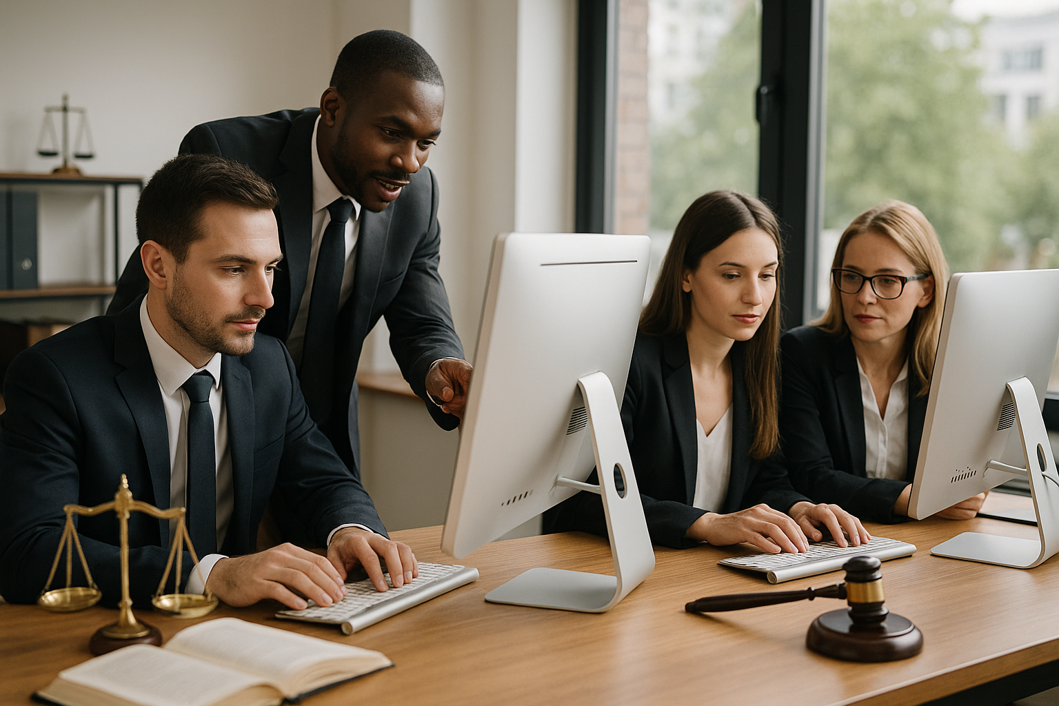 Legal team at computers
